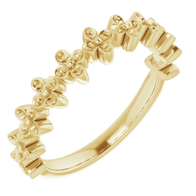 14K Yellow 1/6 CTW Natural Diamond Stackable Clover Ring  