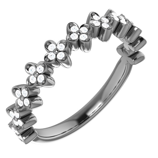 Sterling Silver 1/6 CTW Diamond Stackable Clover Ring  