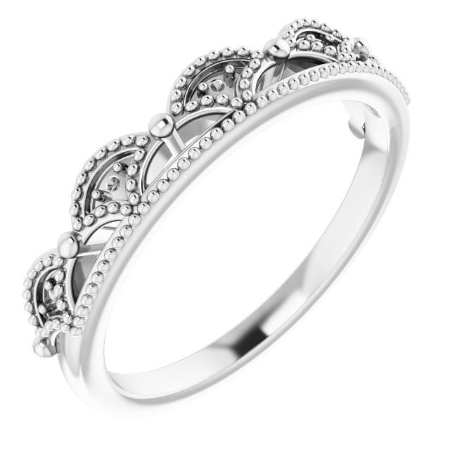 Sterling Silver .04 CTW Natural Diamond Crown Ring 