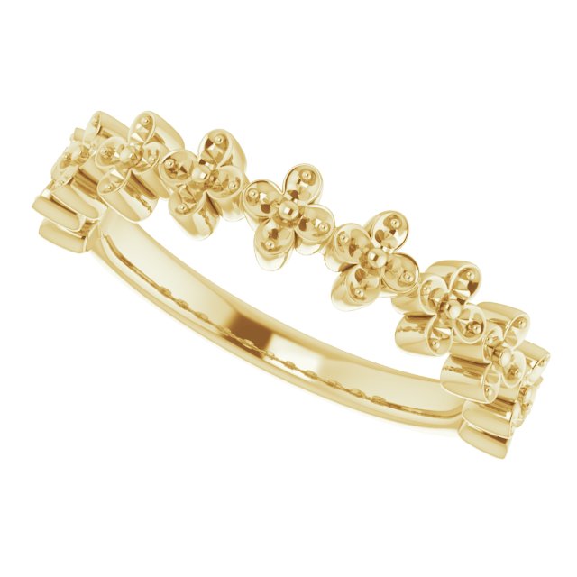 14K Yellow 1/6 CTW Natural Diamond Stackable Clover Ring  