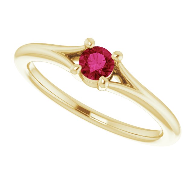 14K Yellow Natural Ruby Youth Solitaire Ring