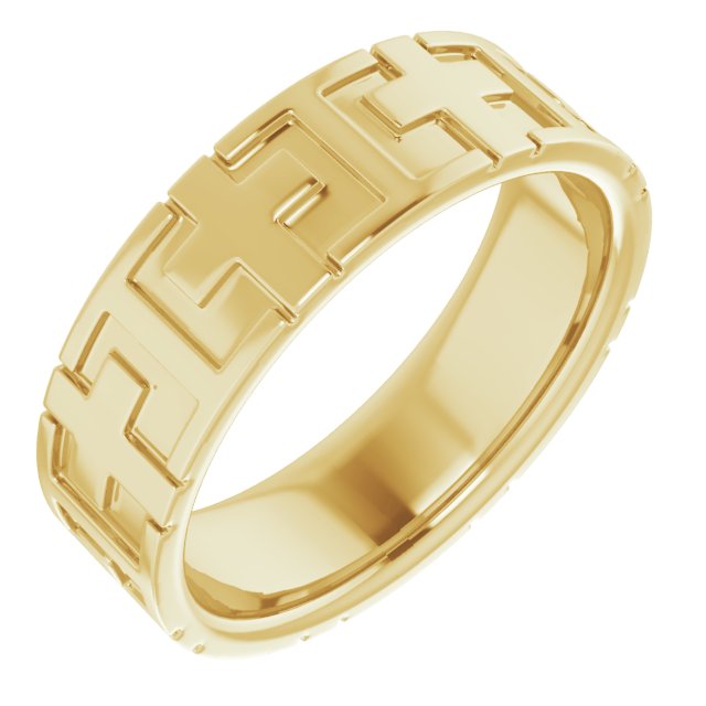 14K Yellow 7 mm Cross Band Size 11 