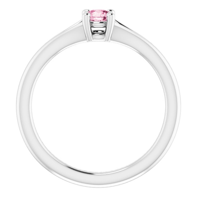 Sterling Silver Imitation Pink Tourmaline Youth Solitaire Ring
