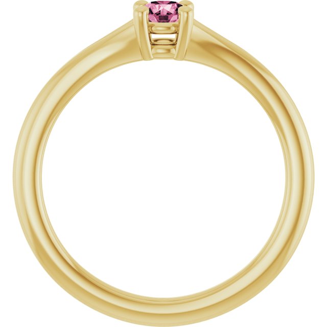 14K Yellow Pink Tourmaline Youth Solitaire Ring