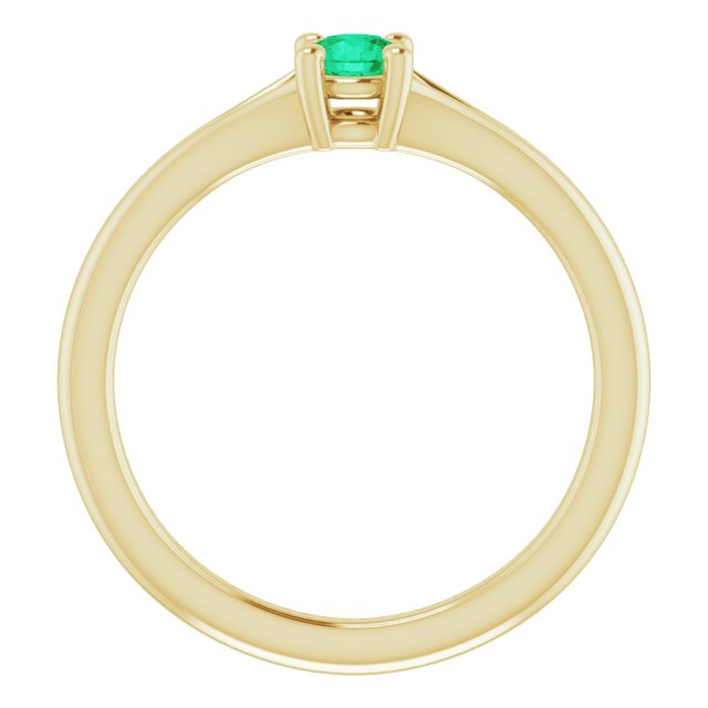 14K Yellow Natural Emerald Youth Solitaire Ring