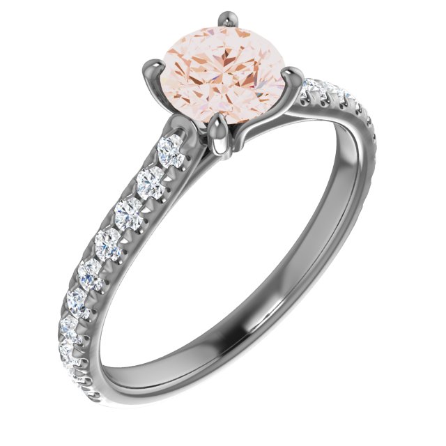 14K Rose 6.5 mm Round Forever One Moissanite and .375 CTW Diamond Engagement Ring Ref 13863011