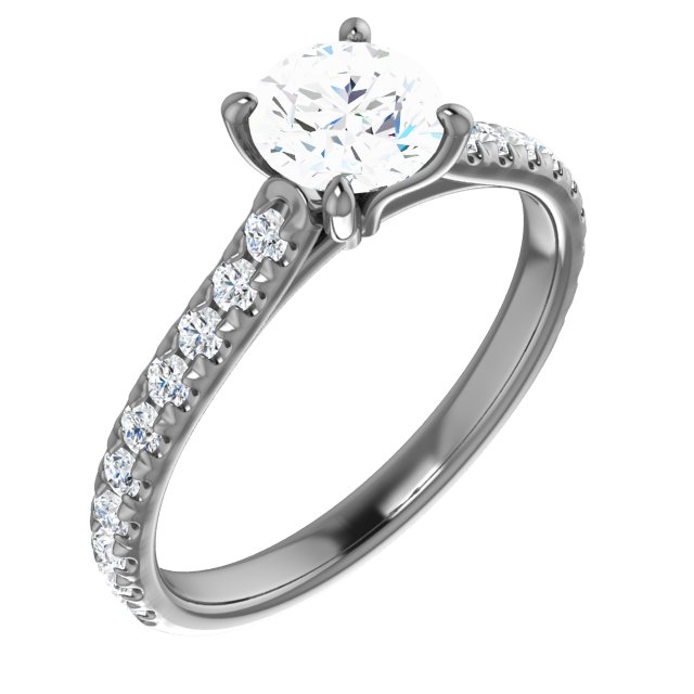 14K White 6.5 mm Round Forever One Moissanite and .375 CTW Diamond Engagement Ring Ref 13863009
