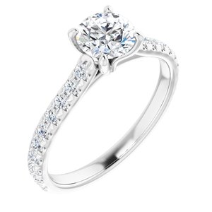 14K White 6.5 mm Round Forever One™ Moissanite & 3/8 CTW Diamond Engagement Ring