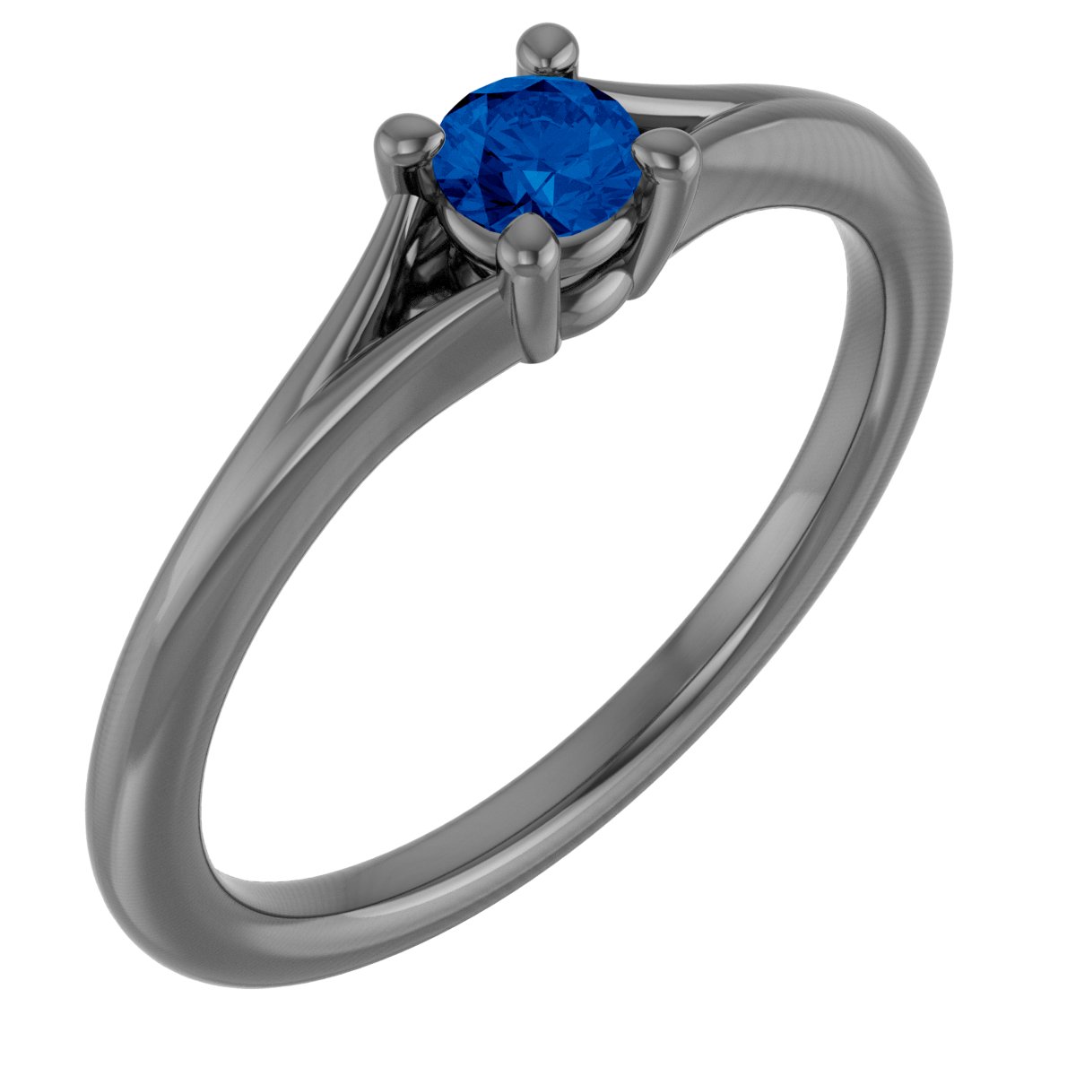 Sterling Silver Lab-Grown Blue Sapphire Youth Solitaire Ring