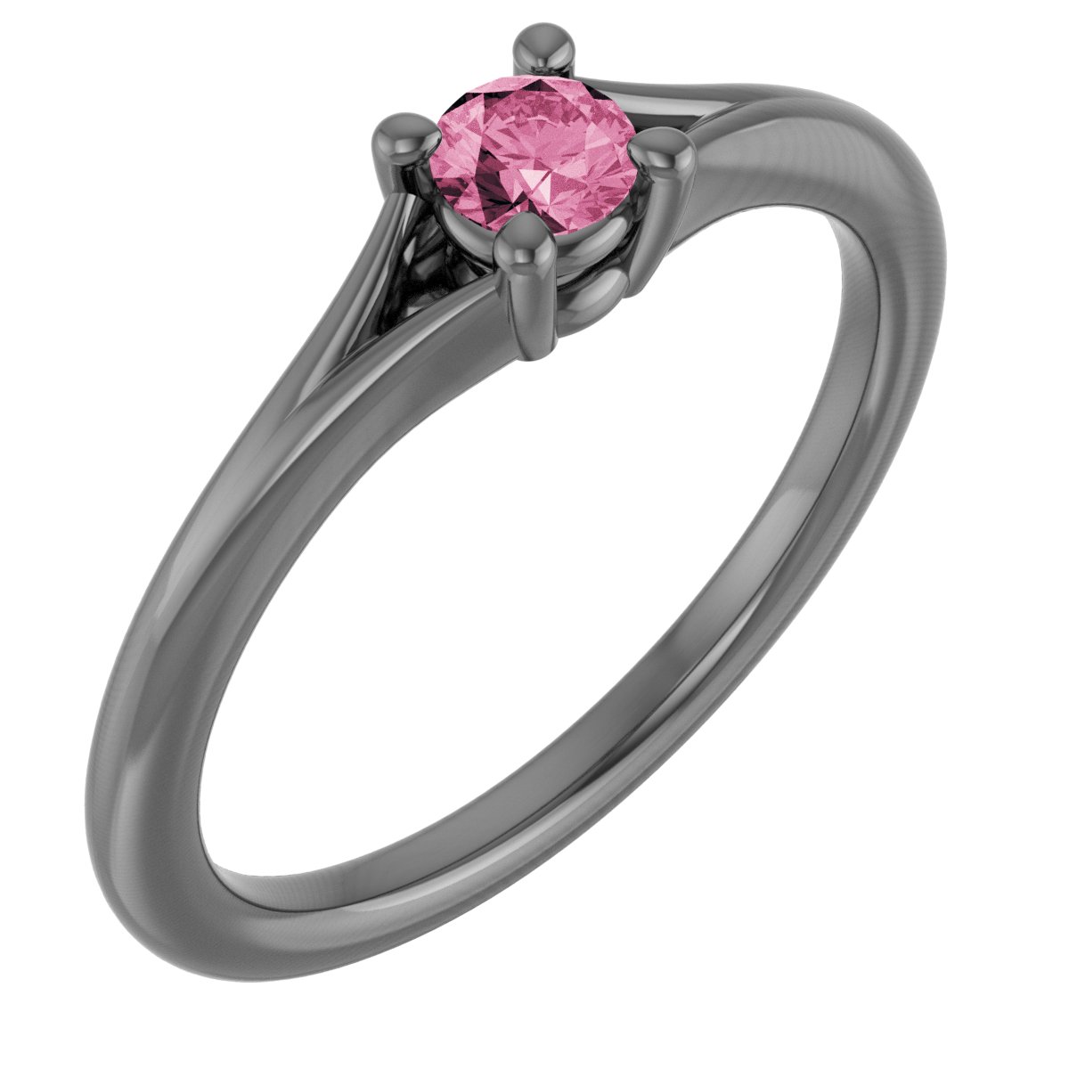 Sterling Silver Imitation Pink Tourmaline Youth Solitaire Ring