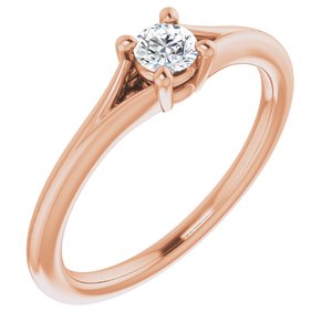 14K Rose 1/10 CT Diamond Youth Solitaire Ring
