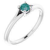 14K White Natural Alexandrite Youth Solitaire Ring