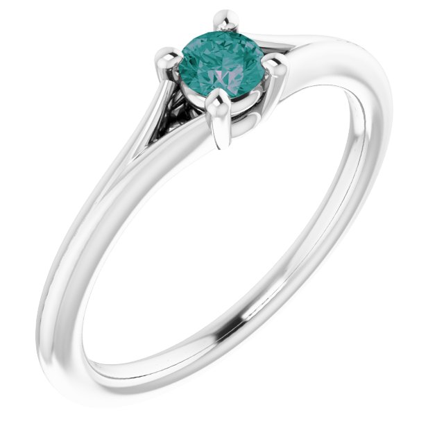 14K White Lab-Grown Alexandrite Youth Solitaire Ring