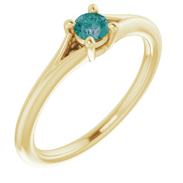 14K Yellow Lab-Grown Alexandrite Youth Solitaire Ring