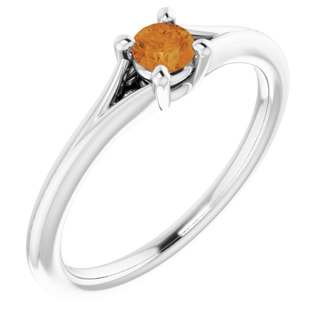 Sterling Silver Imitation Citrine Youth Solitaire Ring
