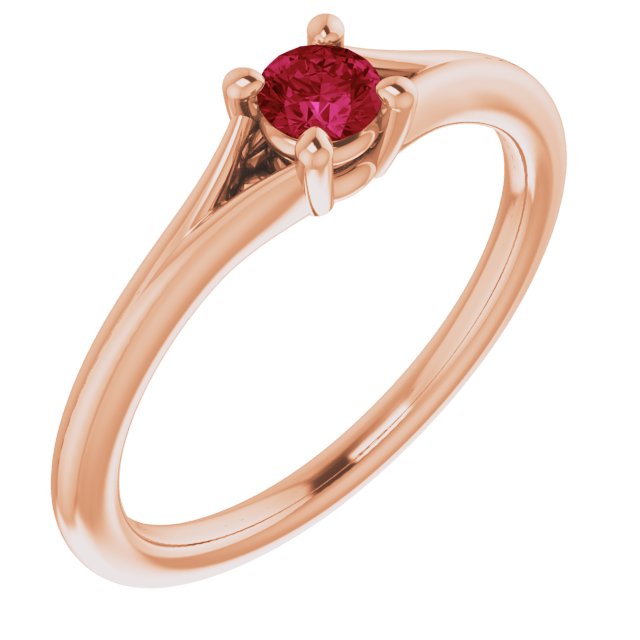 14K Rose Lab-Grown Ruby Youth Solitaire Ring