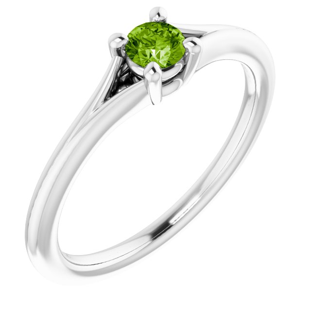 Sterling Silver Imitation Peridot Youth Solitaire Ring