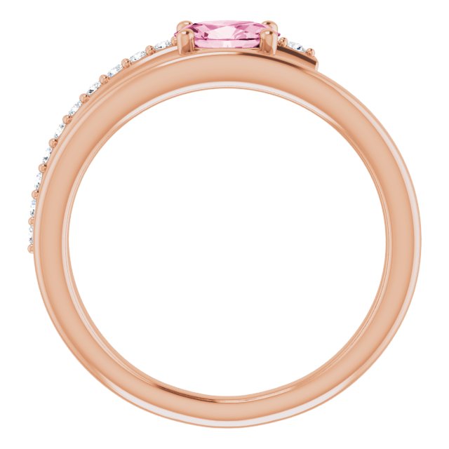 14K Rose Natural Pink Tourmaline & 1/8 CTW Natural Diamond Ring