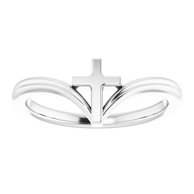 14K White Cross Ring  