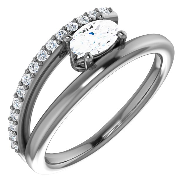 14K White Sapphire & 1/8 CTW Diamond Ring 