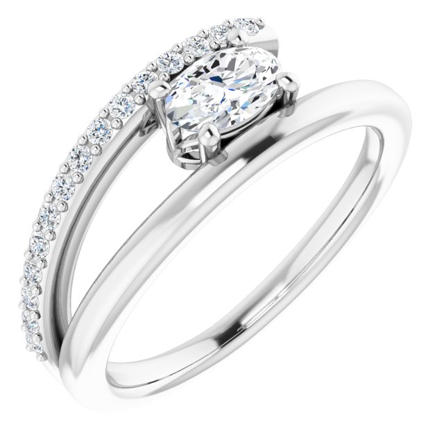 Platinum Natural White Sapphire & 1/8 CTW Natural Diamond Ring