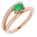 14K Rose Lab-Grown Emerald & 1/8 CTW Natural Diamond Ring