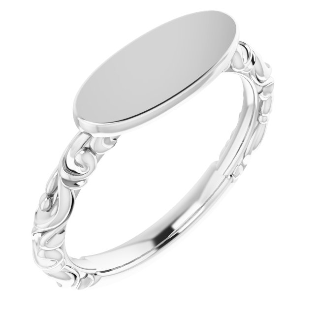 Sterling Silver 13x5.5 mm Oval Signet Ring
