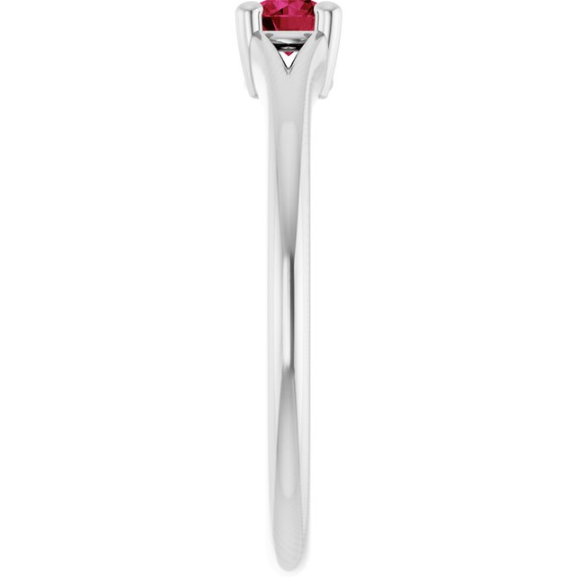 14K White Lab-Grown Ruby Youth Solitaire Ring