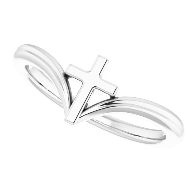 14K White Cross Ring  