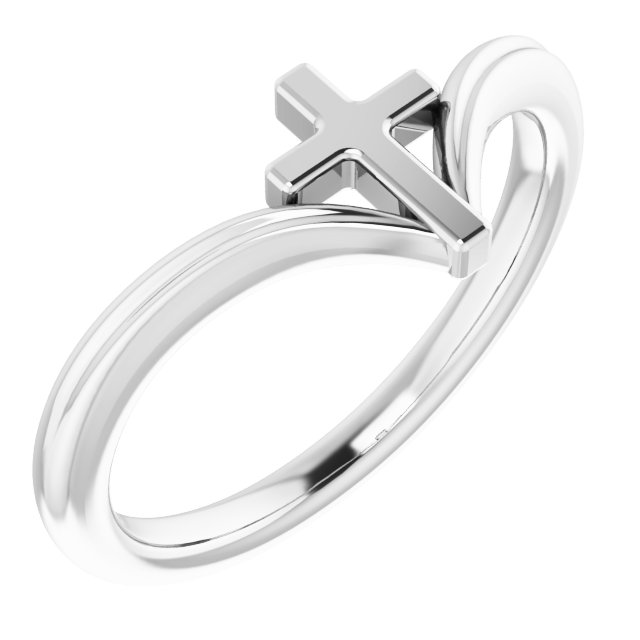 14K White Cross Ring  