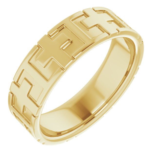 14K Yellow 7 mm Cross Band Size 12 