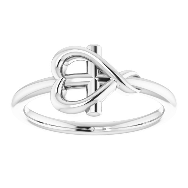 Sterling Silver Cross with Heart Youth Ring  