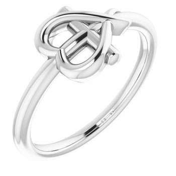 Platinum Cross with Heart Youth Ring