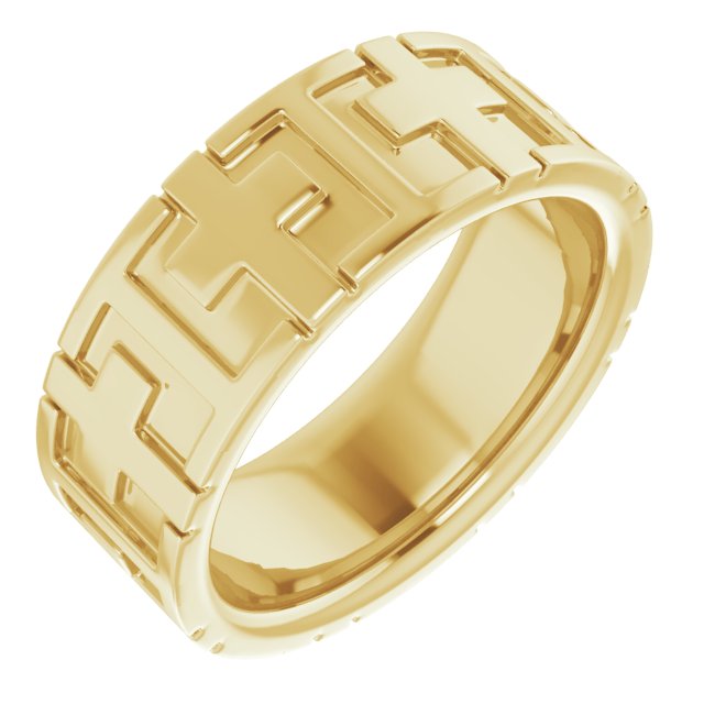 14K Yellow 7 mm Cross Band Size 5.5 