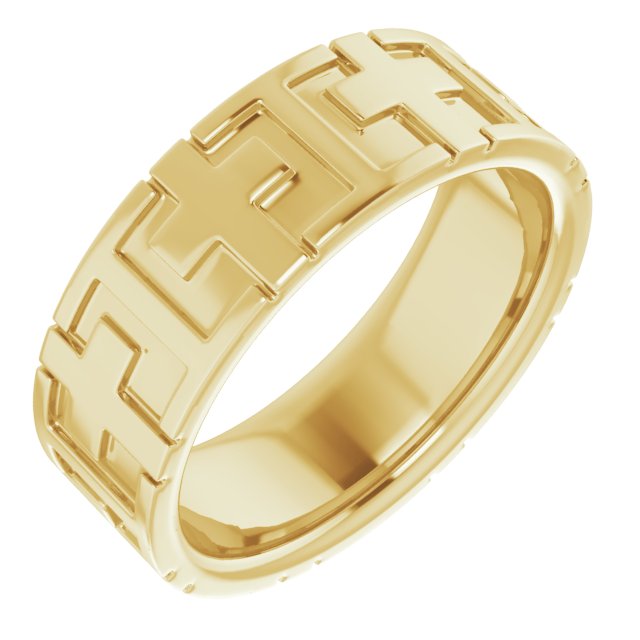 14K Yellow 7 mm Cross Band Size 8 