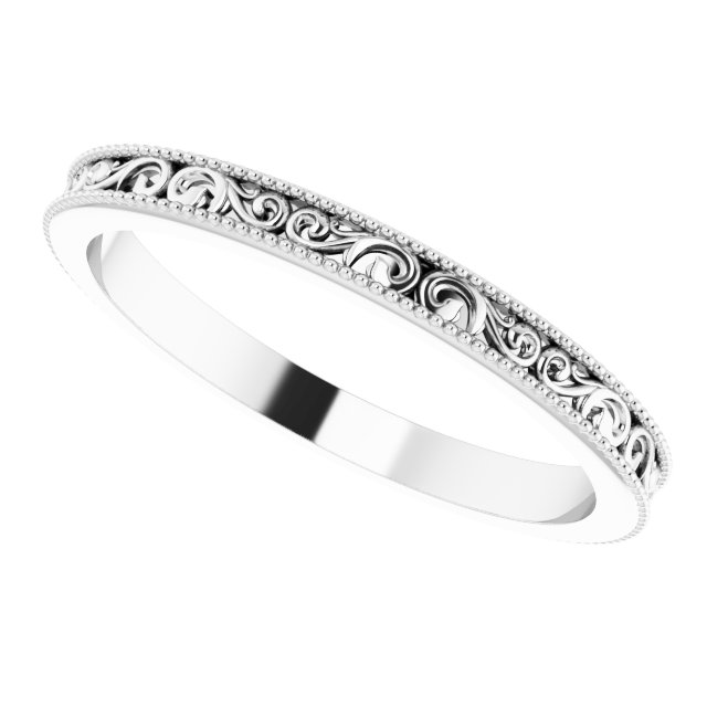 14K White 2.5 mm Sculptural-Inspired Band Size 10