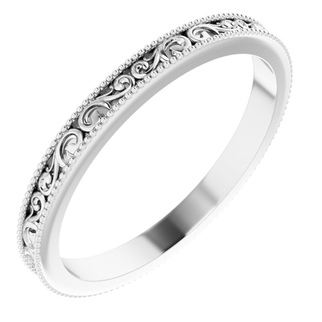 14K White 2.5 mm Sculptural-Inspired Band Size 10