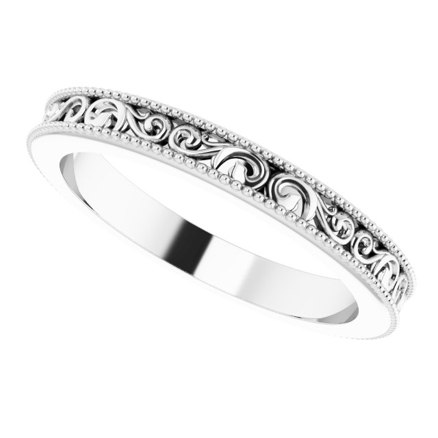 14K White 2.5 mm Sculptural-Inspired Band Size 4.5