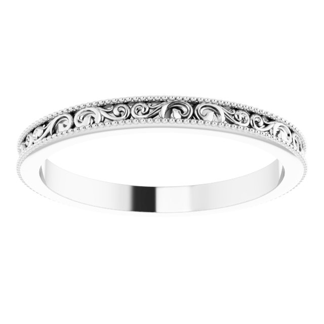14K White 2.5 mm Sculptural-Inspired Band Size 10