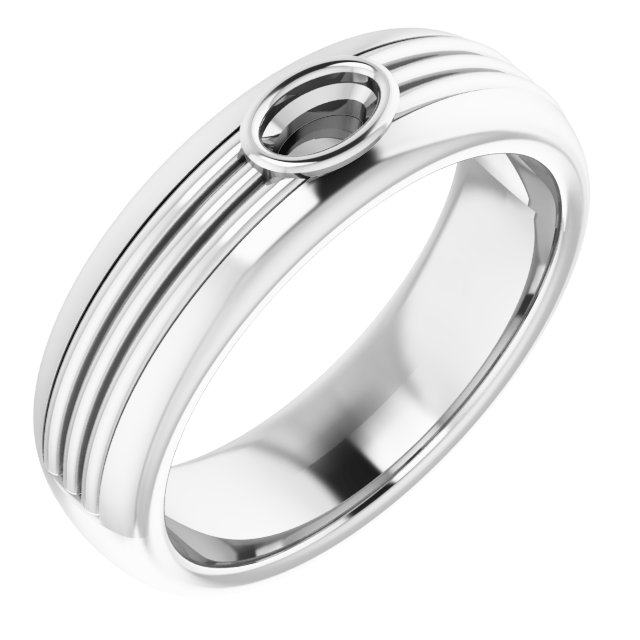 Grooved Comfort-Fit Bezel-Set Solitaire Band