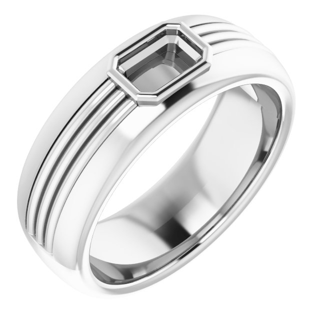 Grooved Comfort-Fit Bezel-Set Solitaire Band