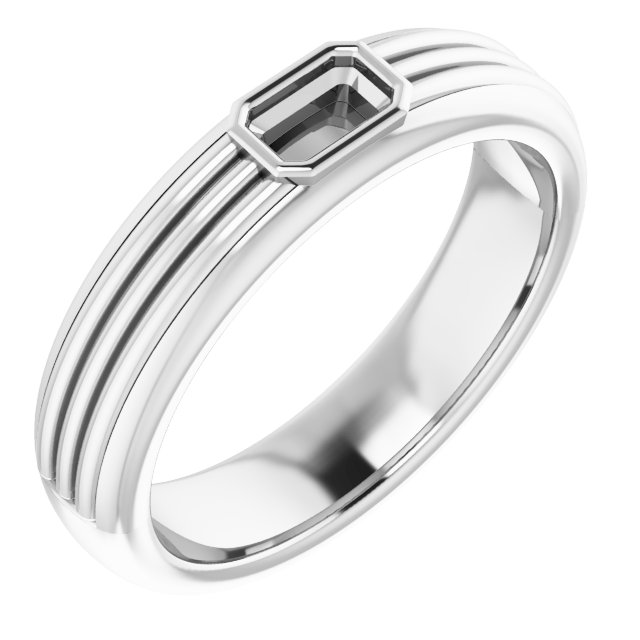 Grooved Comfort-Fit Bezel-Set Solitaire Band