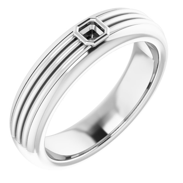 Grooved Comfort-Fit Bezel-Set Solitaire Band