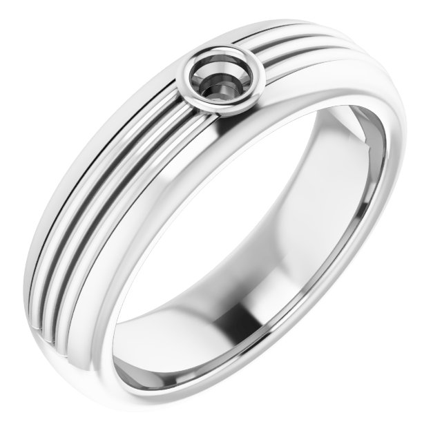 Grooved Comfort-Fit Bezel-Set Solitaire Band