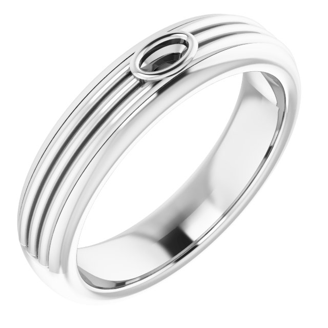 Grooved Comfort-Fit Bezel-Set Solitaire Band