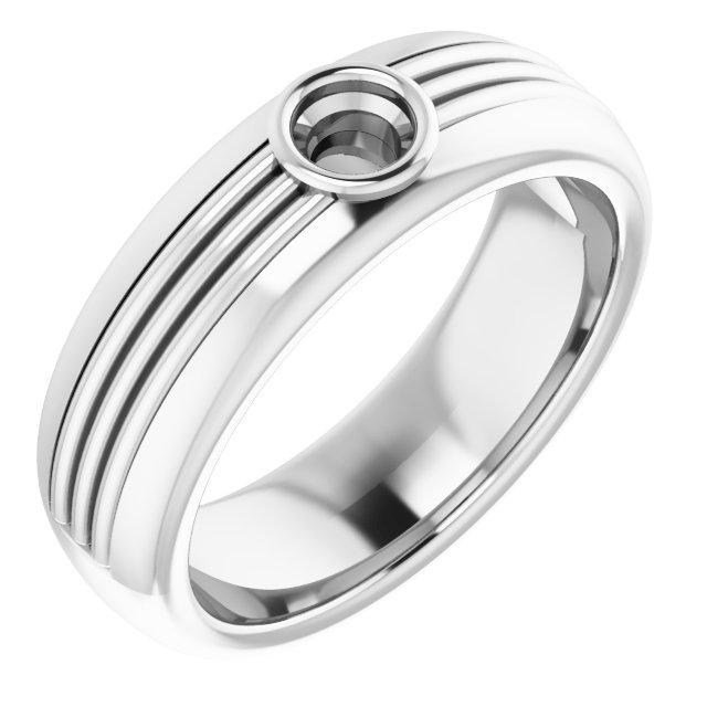Grooved Comfort-Fit Bezel-Set Solitaire Band