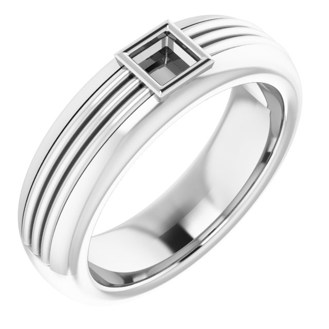 Grooved Comfort-Fit Bezel-Set Solitaire Band