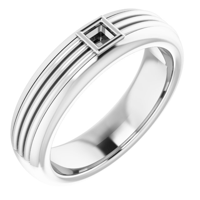 Grooved Comfort-Fit Bezel-Set Solitaire Band