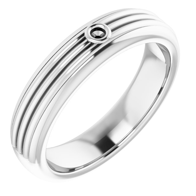 Grooved Comfort-Fit Bezel-Set Solitaire Band