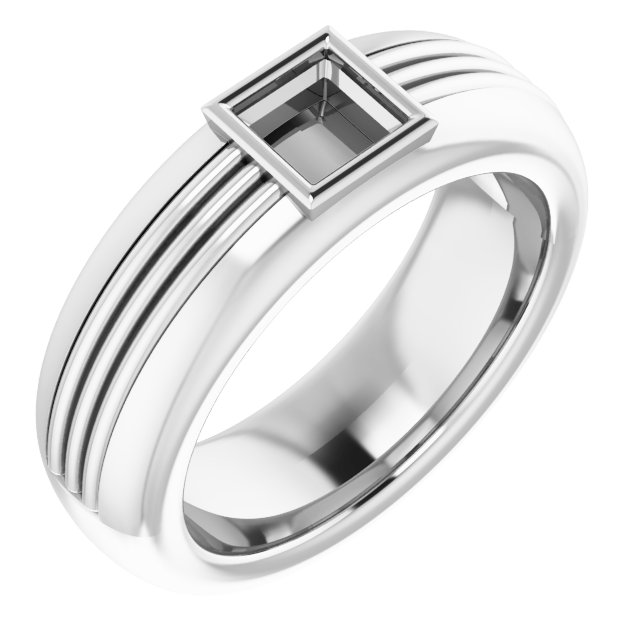 Grooved Comfort-Fit Bezel-Set Solitaire Band
